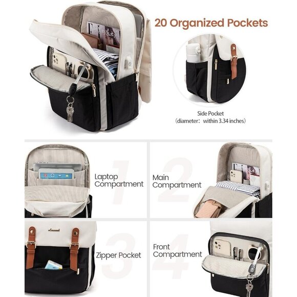 ✨Men's White Laptop Backpack Travel Purse Large Computer Backpack Fashion Bag - Picture 2 of 6